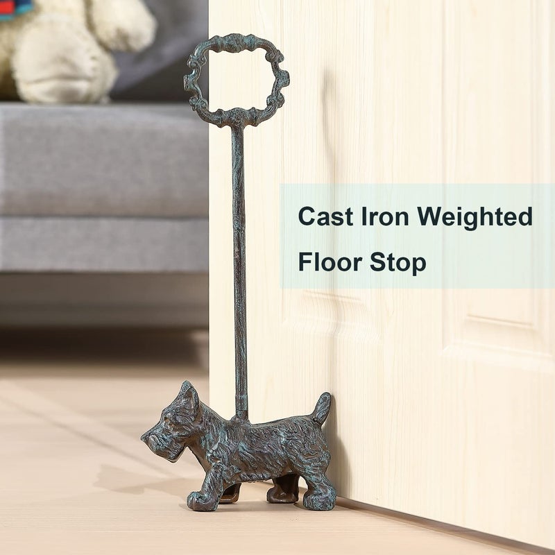 WEMPOLU Cast Iron Door Stopper with Handle, 4.88 Lbs Heavy Duty Metal Dog Door Stop, Distressed Blueâ€¦ - Image 4