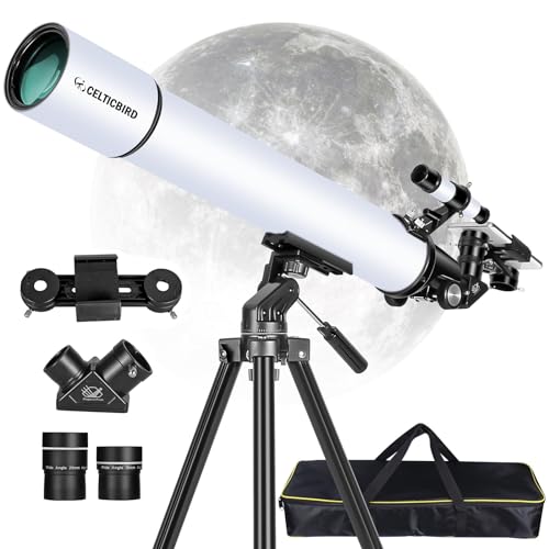 Celticbird Telescope for Adults High Powered, Travel Telescopes for Adults Astronomy Beginners Gifts, 80mm Aperture 900 Refractor Telescope with AZ Mount, Carry Bag, Phone Mount - Image 1