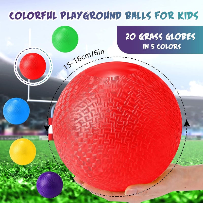 Macarrie 20 قطعة كرات ملعب 6 بوصات كرات دودج كيك للأطفال والبالغين كرات ملونة قابلة للنفخ كرات يد كرة القدم كرة السلة ألعاب كرة اليد المخيمات المدارس في الهواء الطلق - Image 2