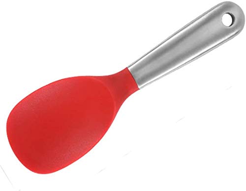 P-Plus International Stainless Steel Silicone Rice Spoon Non-Stick Pan Rice Spoon Rice Kitchen Essential Tools (Red) - Image 2