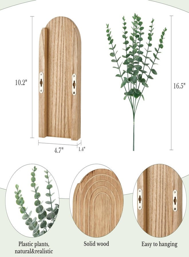 داهي مزهرية جدارية خشبية من داهي مع أوكالبتوس صناعي، عبوة من قطعتين، مزهرية معلقة للنباتات الداخلية، ديكور جداري عصري بوهيمي ريفي للحمام وغرفة النوم والمطبخ والمكتب والمنزل، طبيعي - Image 5
