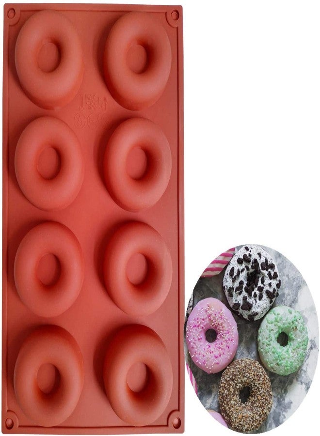Skytail 8 Slot Silicone Donut Mold Non-Stick Doughnut Pan Donut Baking Molds Cake Biscuit Bagels Dessert Party Treats Chocolate Muffin Tray Cupcake Cheesecake Handmade Donut Cake Molds - Image 1