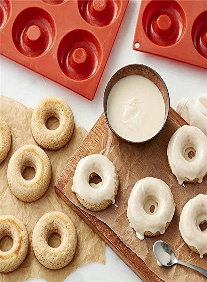 Skytail 8 Slot Silicone Donut Mold Non-Stick Doughnut Pan Donut Baking Molds Cake Biscuit Bagels Dessert Party Treats Chocolate Muffin Tray Cupcake Cheesecake Handmade Donut Cake Molds - Image 4