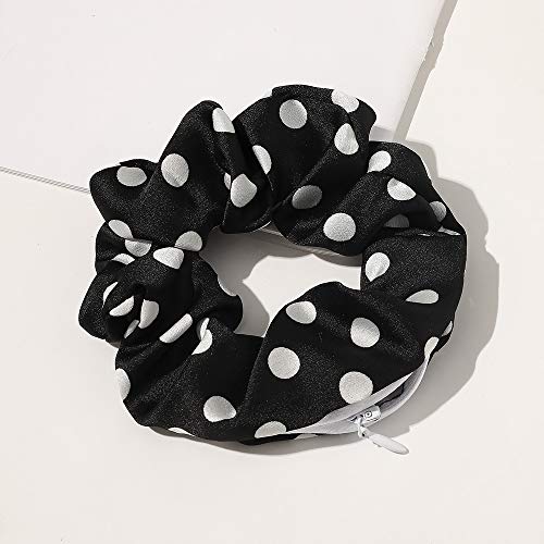 DINPREY Velvet Dots Hair Scrunchies with Zipper Pouch, Secret Pocket, Hair Ties, Ropes, Tie Dye, Floral Elastics for Vsco Girl Stuff (8 Pcs) - Image 3