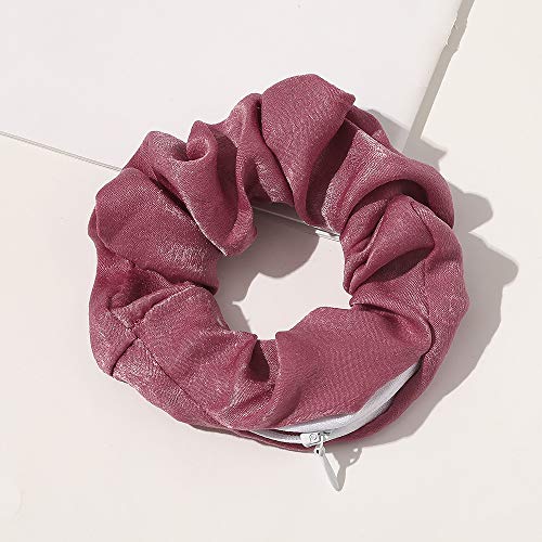 DINPREY Velvet Dots Hair Scrunchies with Zipper Pouch, Secret Pocket, Hair Ties, Ropes, Tie Dye, Floral Elastics for Vsco Girl Stuff (8 Pcs) - Image 4
