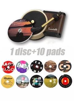 Car perfume Car air freshener record player, car fragrance diffusers clips in retro style record player design, 10pieces aromatherapy tablets replacement pads for car air diffuser