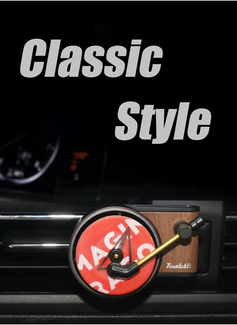 Generic - Car perfume Car air freshener record player, car fragrance diffusers clips in retro style record player design, 10pieces aromatherapy tablets replacement pads for car air diffuser - Image 1