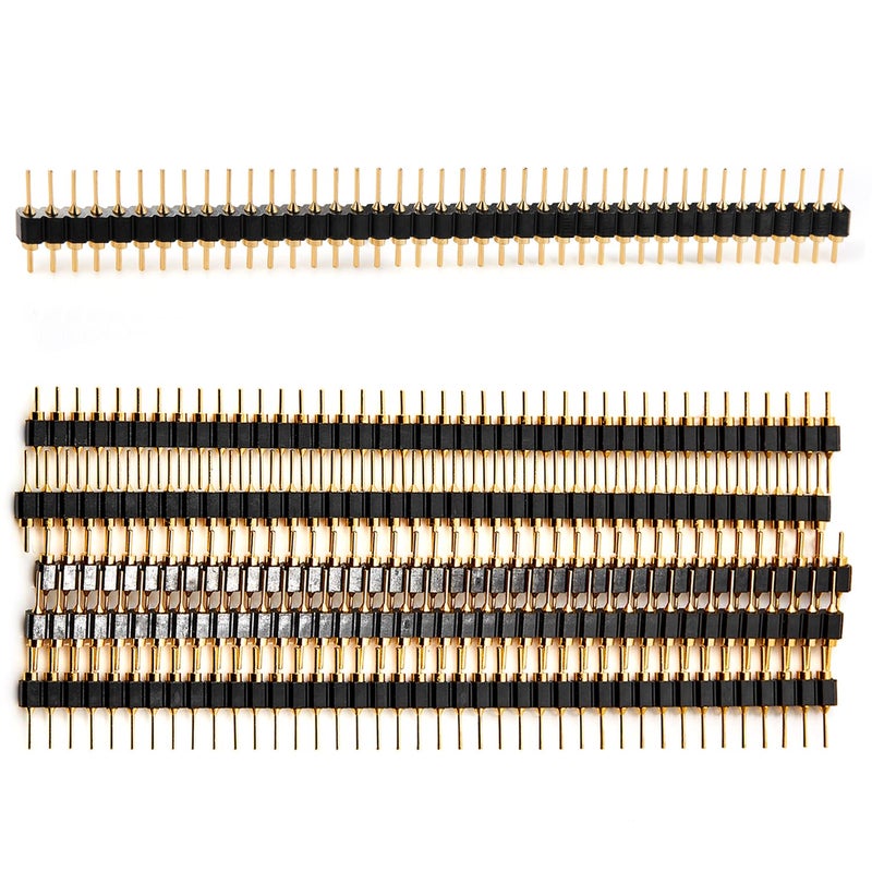Chanzon Round Pin Header Strip for Arduino Gpio 40 pin x 5pcs Male Headers Pins Straight Single Row Gold Plated Pitch 2.54mm 0.1 inch Breakaway for PCB Connector Raspberry pi Machine Breadboard - Image 1
