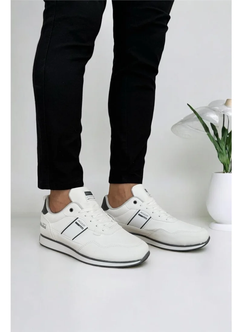 Liger Men's Leather Laced Casual Sneakers White - Smoke