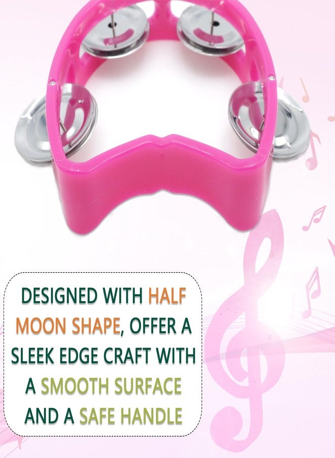Cheerock Pack of 2 Plastic Percussion Handheld Tambourines with 4 Jingle Bells, Pink Mini Hand Bell Percussion, Musical Rhythm Instruments for Kids, Adults, School and Party - Image 5