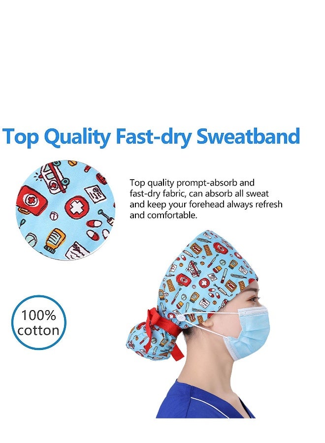 Working Hat, Adjustable Tie Back Working Cap, with ons and Sweatband, Head Covers Shower Caps, Cotton Ponytail Holder, for Women/Men, One Size - Image 4