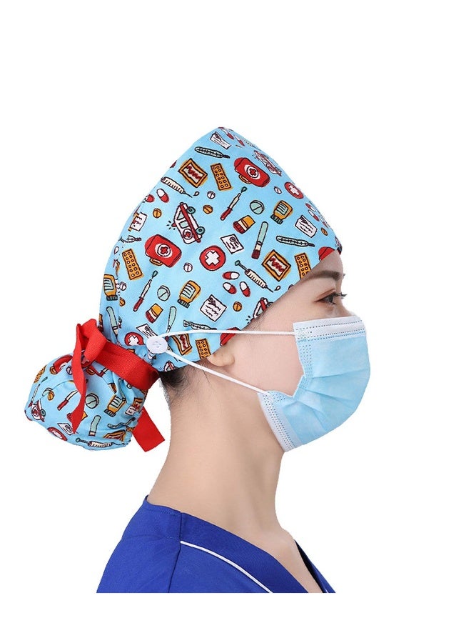 Working Hat, Adjustable Tie Back Working Cap, with ons and Sweatband, Head Covers Shower Caps, Cotton Ponytail Holder, for Women/Men, One Size - Image 3
