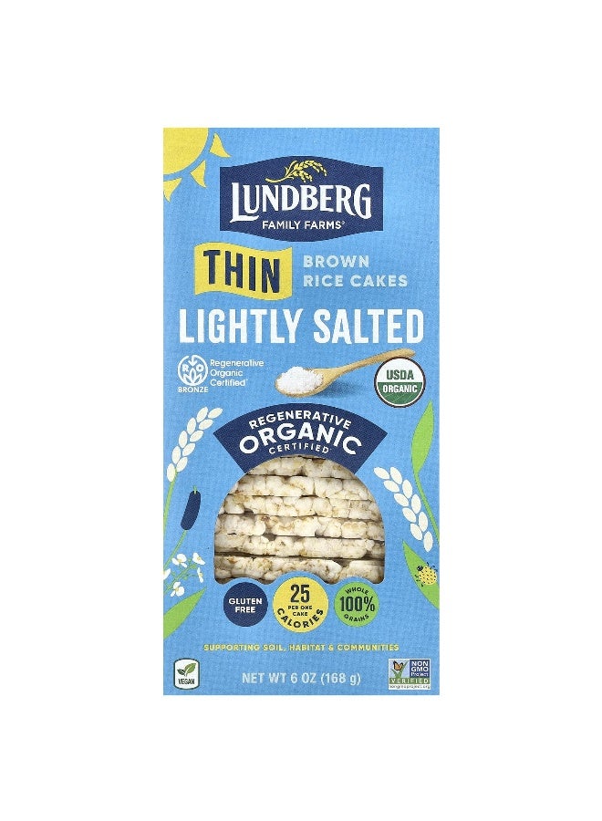 Lundberg Lundberg, Organic Thin Brown Rice Cakes, Lightly Salted, 6 oz (168 g) - Image 1