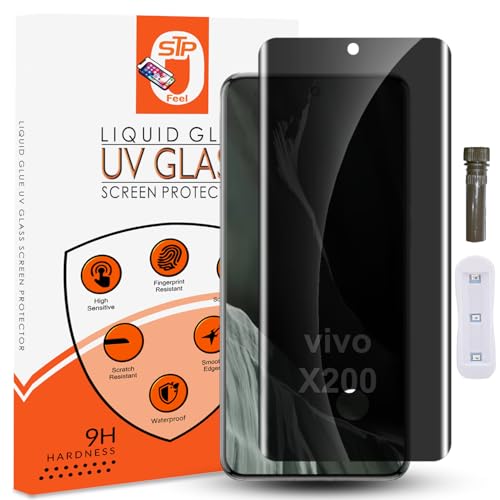 STP FEEL® UV Advanced Privacy Tempered Glass Screen Protector Guard Compatible for Vivo X200 5G (6.67 Inch, Pack of 1) Full Edge to Edge Coverage Anti-Spy/Anti-Peeping 9H Hardness - Image 1
