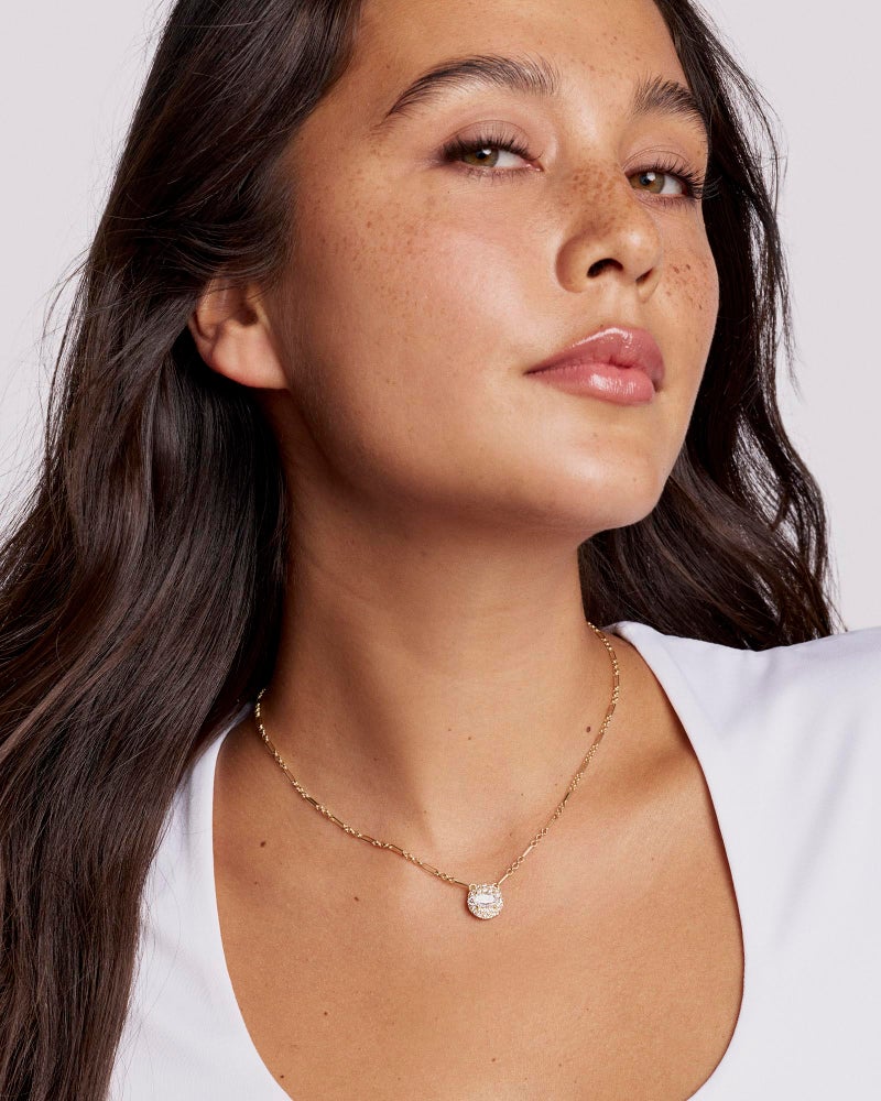 Kendra Scott Bella Short Pendant Necklace in White CZ, 14k Gold-Plated Brass, Fashion Jewelry for Women - Image 3