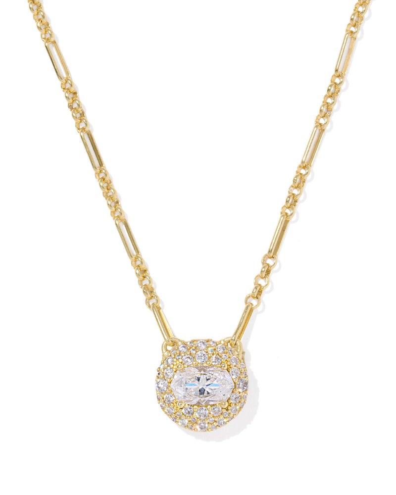 Kendra Scott Bella Short Pendant Necklace in White CZ, 14k Gold-Plated Brass, Fashion Jewelry for Women - Image 1