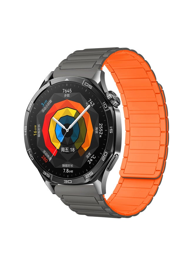 Suitable For Huawei Gt5 Gt422Mm Watch Strap Watch4567 Armor Style I-Shaped Three-Bead Silicone Magnetic Watch Strap 