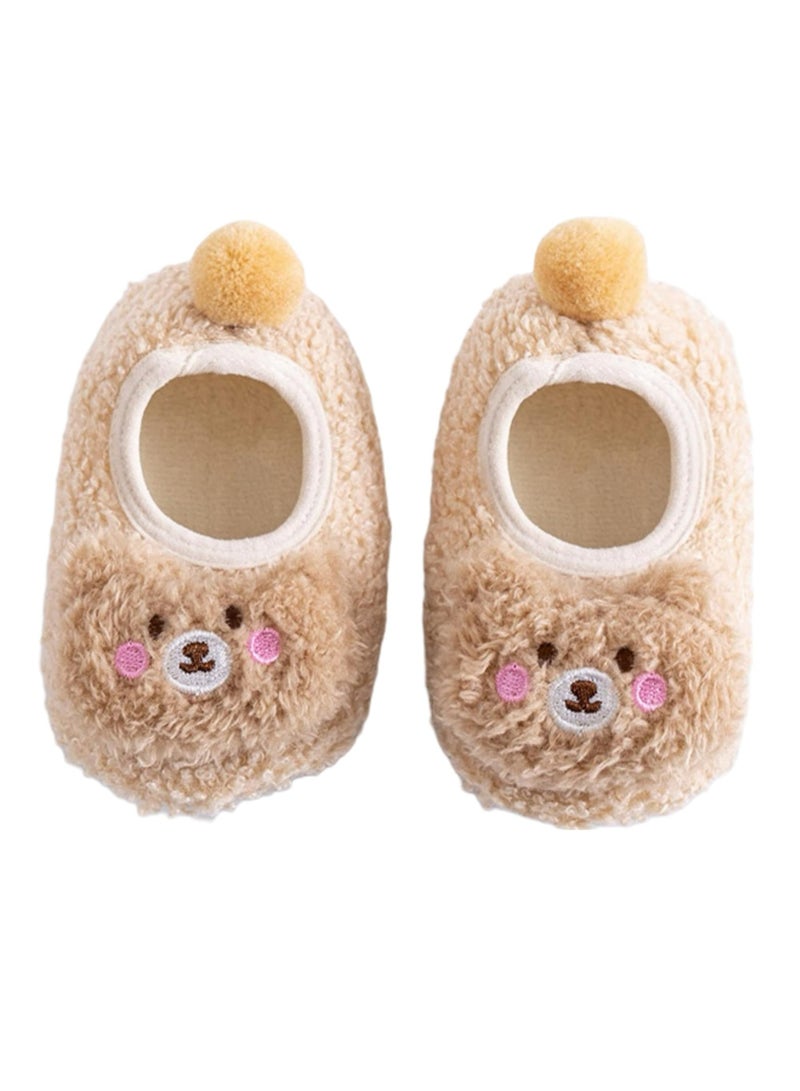 Oasisgalore Plush Bear Slippers, Non-Skid Toddler Shoes for Boys & Girls, Warm Home Footwear  - Image 1
