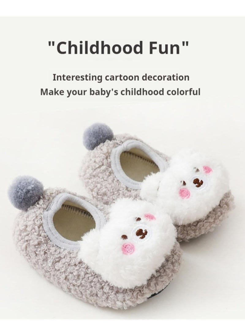 Oasisgalore Plush Bear Slippers, Non-Skid Toddler Shoes for Boys & Girls, Warm Home Footwear  - Image 3