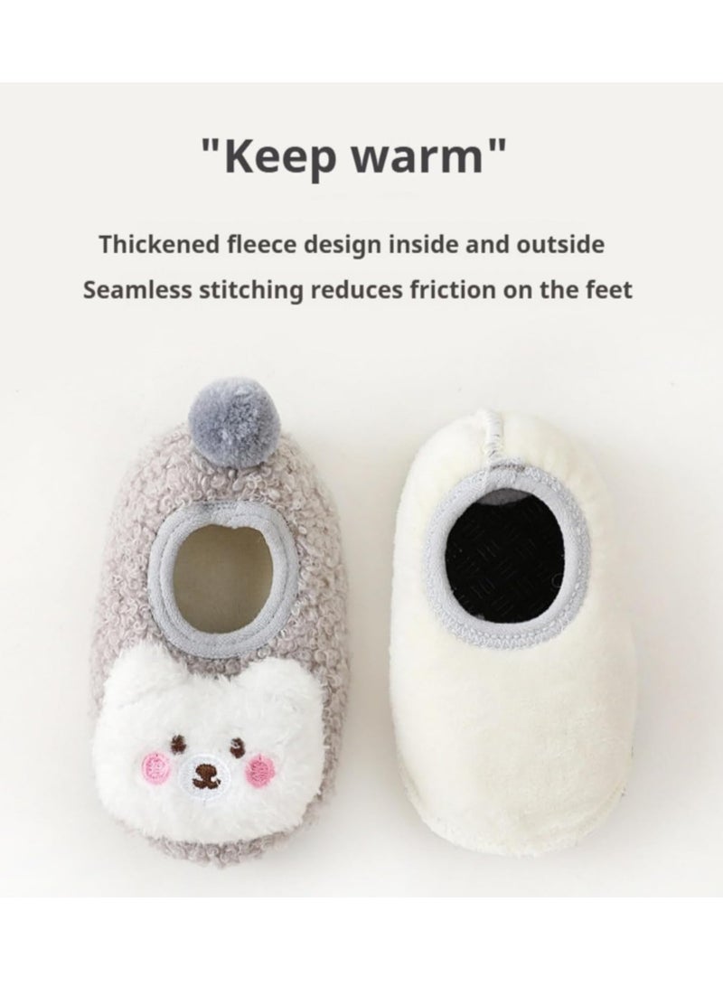Oasisgalore Plush Bear Slippers, Non-Skid Toddler Shoes for Boys & Girls, Warm Home Footwear  - Image 4