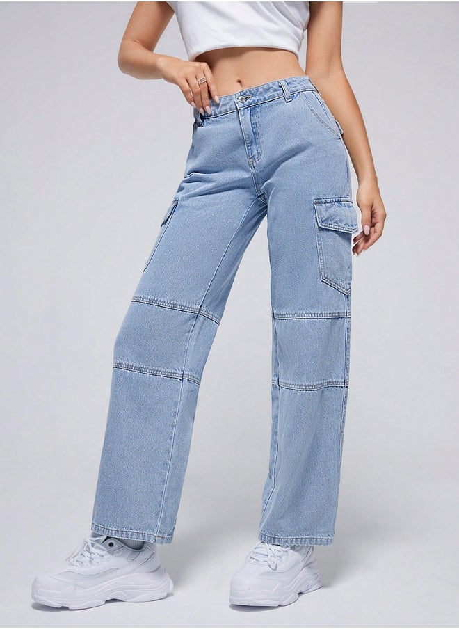 Kotty Mid Rise Straight Fit Cargo Jeans  - Image 5