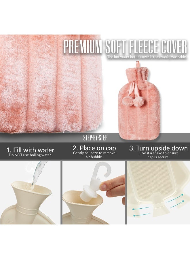 SANMUGEED Large Cosy 2L Litre Rubber Hot Water Bottle,Hot Water Bag, for Sore Muscles, Period Cramps, Hot and Cold Compress,Hand Feet Warmer - Image 4