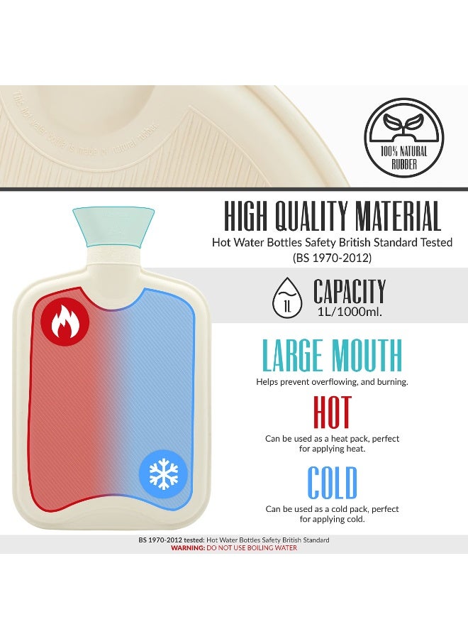 SANMUGEED Large Cosy 2L Litre Rubber Hot Water Bottle,Hot Water Bag, for Sore Muscles, Period Cramps, Hot and Cold Compress,Hand Feet Warmer - Image 3