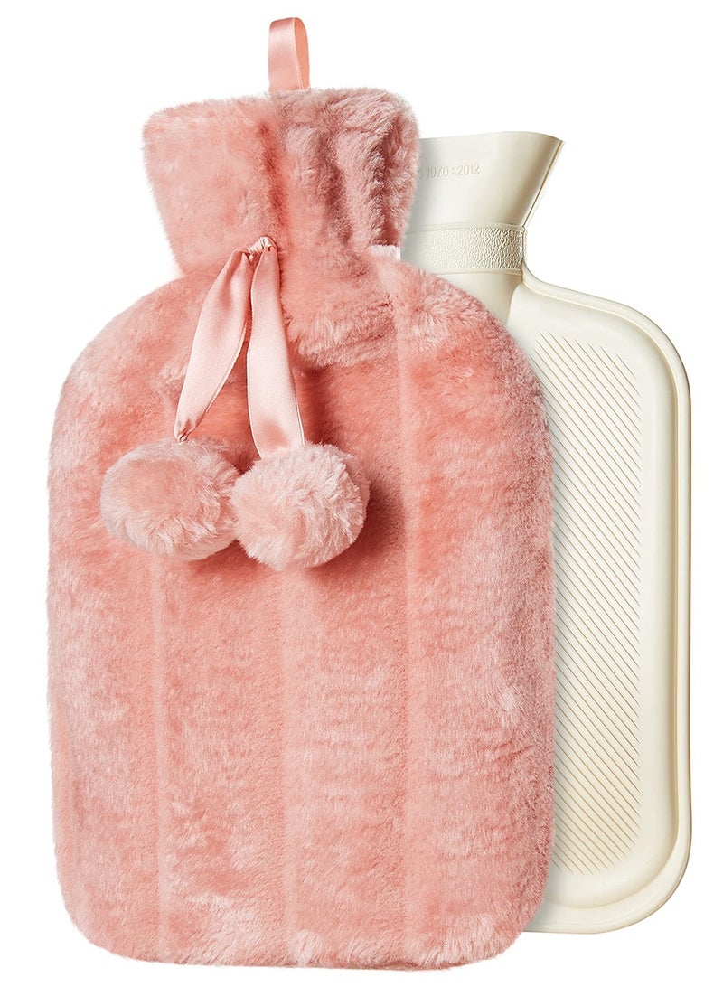 SANMUGEED Large Cosy 2L Litre Rubber Hot Water Bottle,Hot Water Bag, for Sore Muscles, Period Cramps, Hot and Cold Compress,Hand Feet Warmer - Image 1