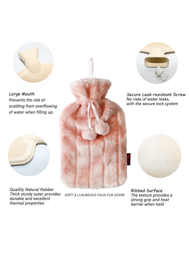SANMUGEED Large Cosy 2L Litre Rubber Hot Water Bottle,Hot Water Bag, for Sore Muscles, Period Cramps, Hot and Cold Compress,Hand Feet Warmer - Image 2