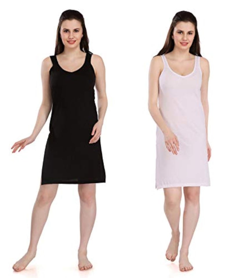 Splash Cotton Rich Camisole Slip for Women| Long Kurti Slip/Suit Slip/Camisole Slip Knee Length - Pack of 2 - Image 1
