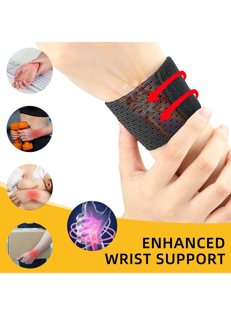 ممون زوجان من أساور المعصم الرياضية القابلة للتعديل لدعم المعصم، شريط لف الإصابات، شريط ضمادة واقي للمعصم في صالة الألعاب الرياضية (أسود ورمادي) - Image 2