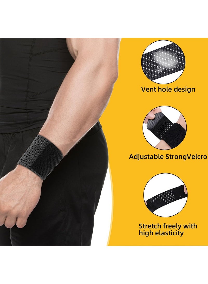 ممون زوجان من أساور المعصم الرياضية القابلة للتعديل لدعم المعصم، شريط لف الإصابات، شريط ضمادة واقي للمعصم في صالة الألعاب الرياضية (أسود ورمادي) - Image 4