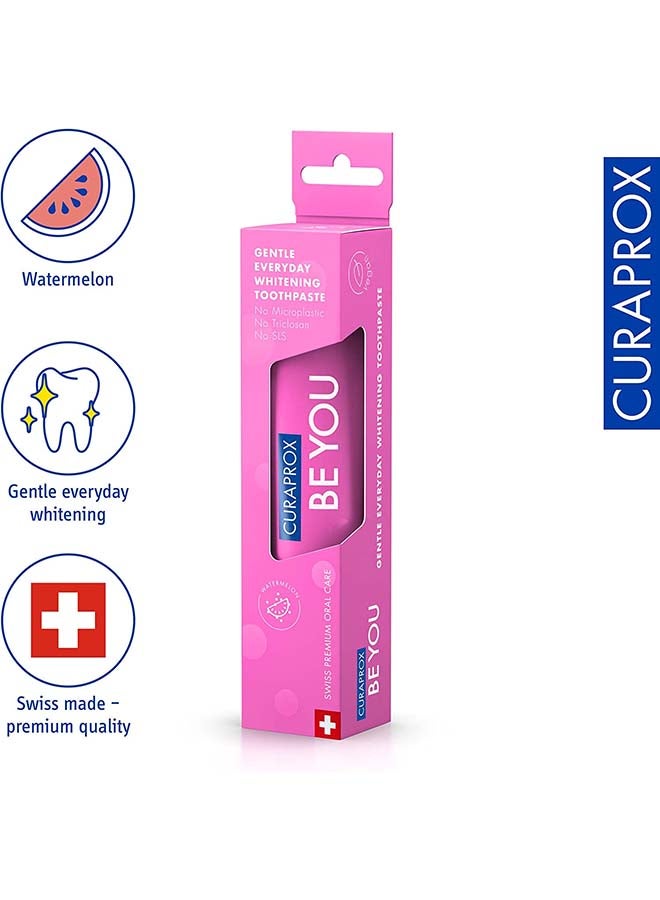 CURAPROX Be You Watermelon Toothpaste Pink 60ml - Gentle everyday Whitening Toothpaste - SLS Free, Microplastic Free, Triclosan Free, Low Flouride Tooth Paste. - Image 3