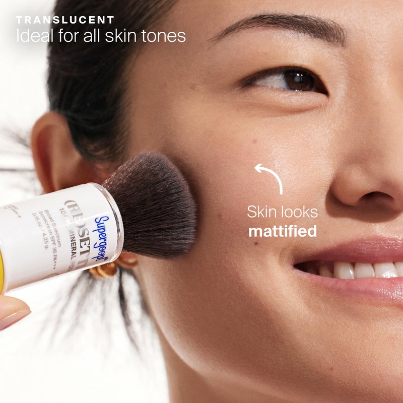 Supergoop! (Re) setting Mineral Powder, Translucent - 0.15 oz - Makeup Setting Powder + Broad Spectrum SPF 35 PA+++ Sunscreen - With Ceramides, Olive Glycerides & Coated Silica Spheres - Image 3