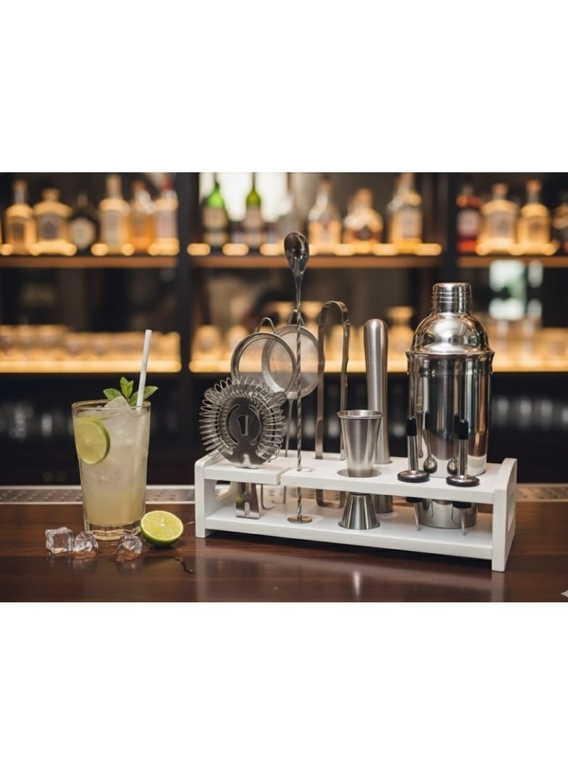 Cocktail Shaker Set 750ml Stainless Steel – 10-Piece Professional Bar Tools Kit with White Stand for Home & Bar Use - Image 3