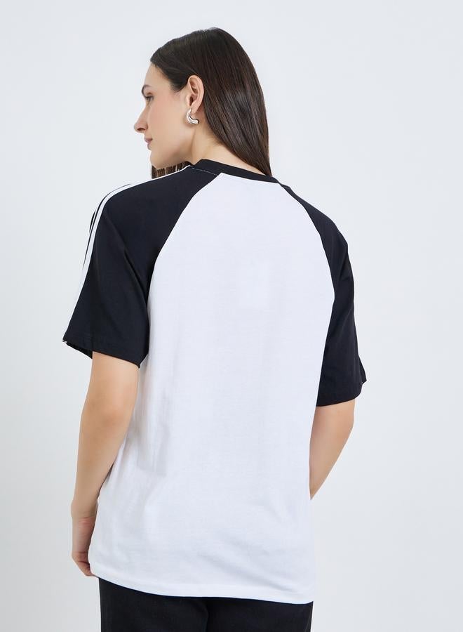 Styli Women Embroidered Color Block 100% Cotton T-Shirt - Image 4