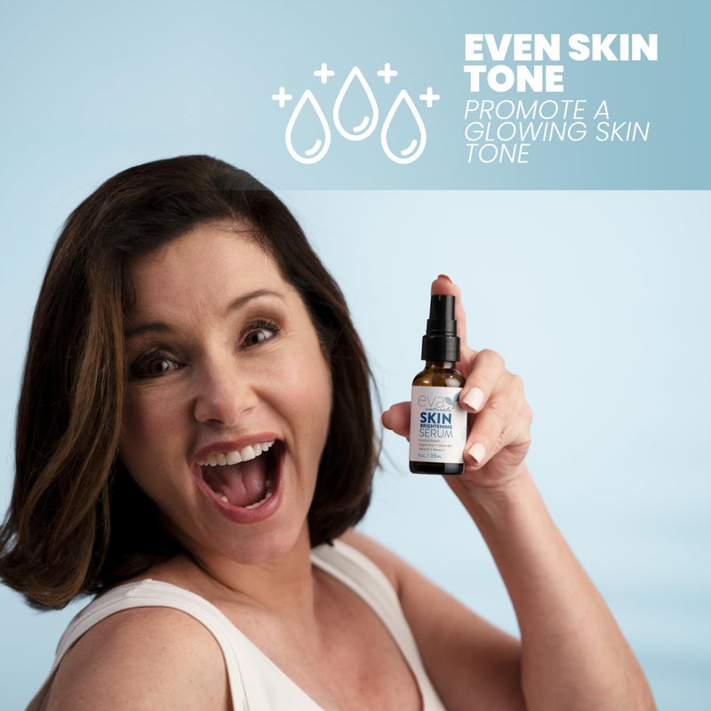 Eva Naturals Skin Brightening Serum â€“ Dark Spot Corrector for Face & Body with Licorice Extract, Vitamin C, Peptides & CoQ10 â€“ Targets Uneven Tone, Sun Spots & Age Spots - 1 Fl Oz - Image 3