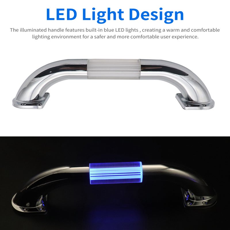 RV Handrail, 13-inch 12V LED Door Handle Grab Bar for Motorhome, Boats, Yachts, Travel Trailers, Campers (Blue Light) - Image 3