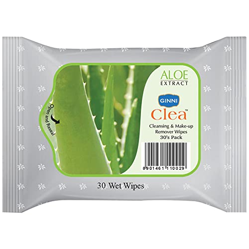 Ginni Clea Cleansing and Make-up Remover Wet Wipes Wet Tissues for Face Moisturizing, Gentle Purifying | Effortlessly Erase Makeup, Hydrate & Soothe Skin- Aloevera (Pack of 5-30 wipes per pack) - Image 2