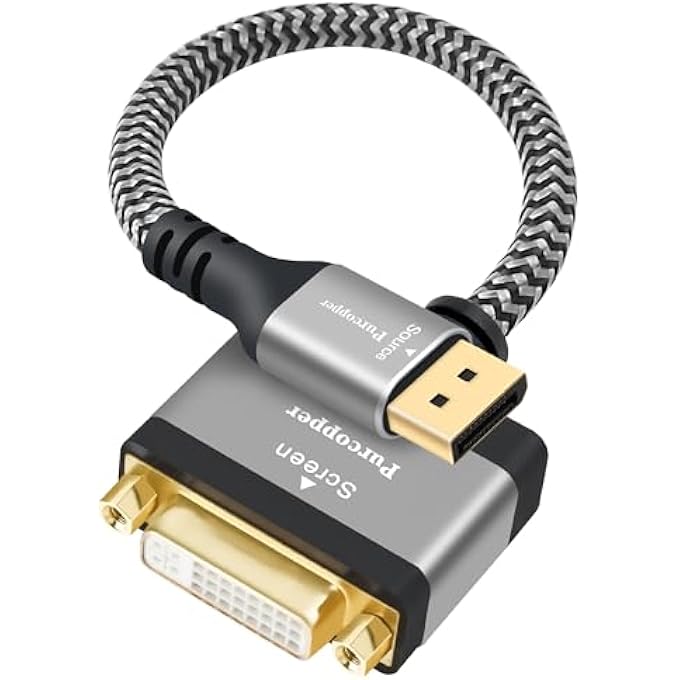 rayihni 4K DISPLAYPORT TO DVI ADAPTER, UNI-DIRECTIONAL DP MALE (SOURCE) TO DVI FEMALE (SCREEN) CONVERTER CONNECTOR, DP COMPUTER TO DVI MONITOR ADAPTER FOR MONITOR, PC, RASPBERRY PI, DESKTOP, PROJECTOR, ROKU - Image 1