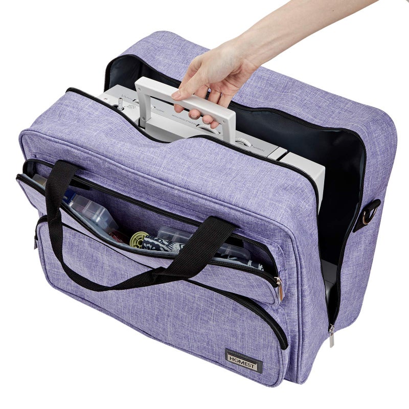 HOMEST Sewing Machine Carrying Case, Universal Tote Bag with Shoulder Strap Compatible with Singer, Brother, Janome, Purple (Patent Design) - Image 2