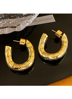 Generic Vintage Letter Twisted C- shaped Earrings High-end Feel Unique Womens Jewelry Niche Design Sensibility Light Luxury Gold 