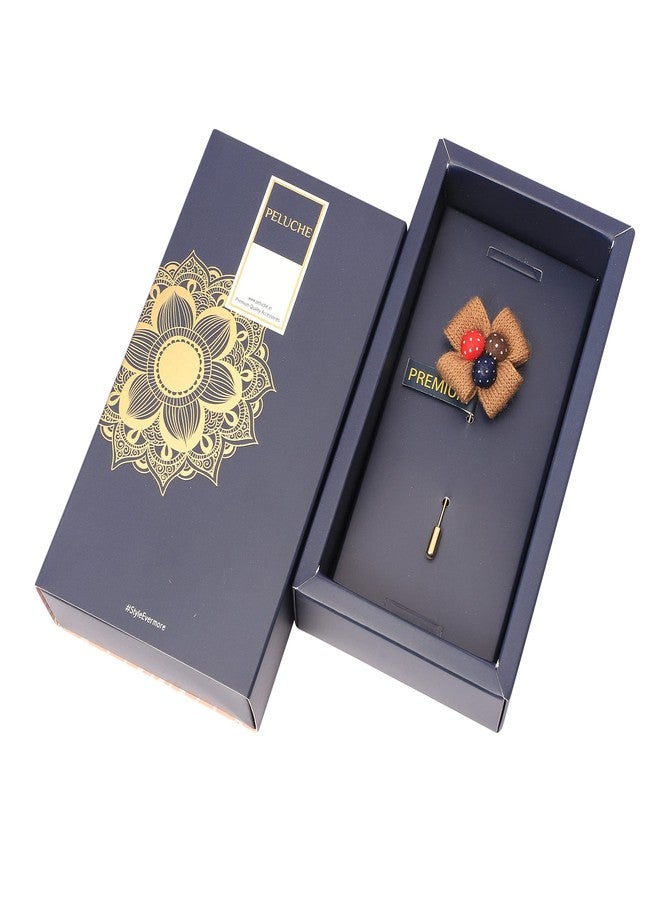 Peluche Graceful Brown Brooch/Lapel Pin For Men - Image 4