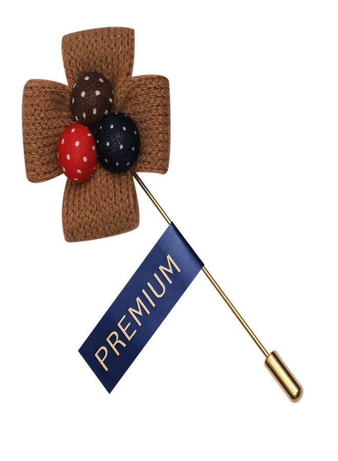 Peluche Graceful Brown Brooch/Lapel Pin For Men - Image 3