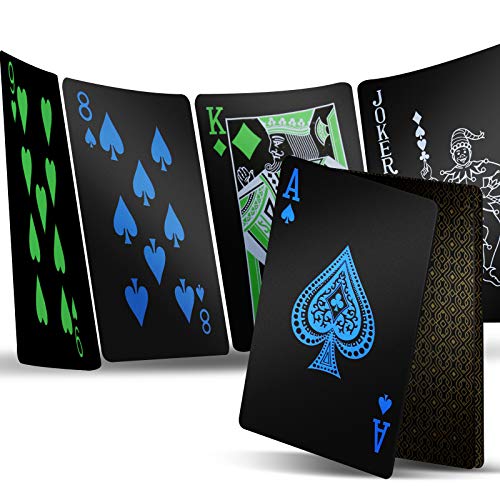 INTEGEAR Plastic Playing Cards Premium Plastic Waterproof Black Playing Poker Cards Professional Luxury Deck of Cards for Adults Classy Black 1 Deck - Image 1