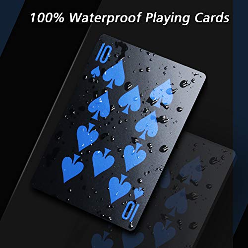 INTEGEAR Plastic Playing Cards Premium Plastic Waterproof Black Playing Poker Cards Professional Luxury Deck of Cards for Adults Classy Black 1 Deck - Image 5