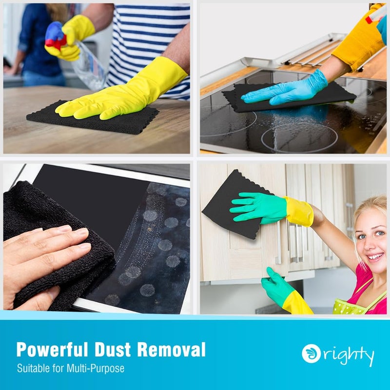 Orighty Black Microfiber Cleaning Cloth, 24 Pack Highly Absorbent Cleaning Rags, Microfiber Towels for Cars, Household Cleaning Supplies, Reusable Lint Free Cloths for House, Kitchen, 12 x12 inch - Image 4