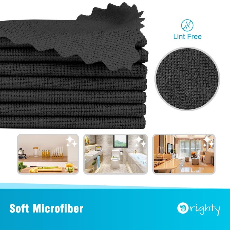 Orighty Black Microfiber Cleaning Cloth, 24 Pack Highly Absorbent Cleaning Rags, Microfiber Towels for Cars, Household Cleaning Supplies, Reusable Lint Free Cloths for House, Kitchen, 12 x12 inch - Image 2