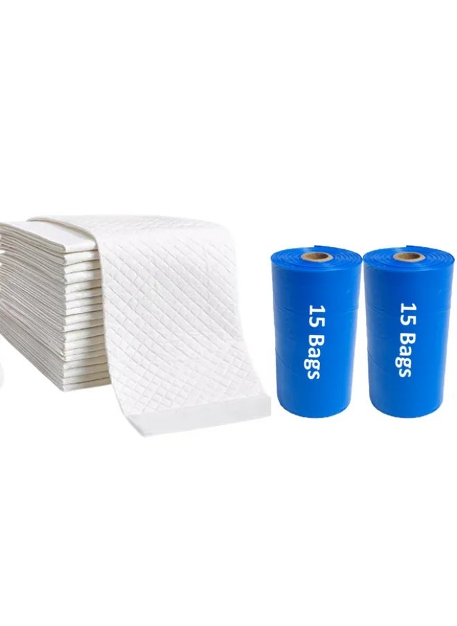 Cute 'n' Cuddle Cute 'n' Cuddle 30 Pcs Disposable Changing Mat White 60cmX45cm With 30 Disposable Scented bags Blue  - Image 1