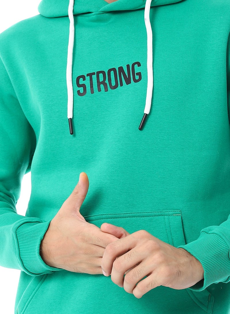 Andora Printed Hoodie With Kangaroo Pockets_Green - Image 4